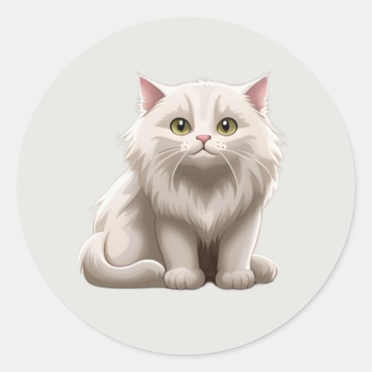 Sticker Rond Chatte chatte blanche kawaii chatons, animaux de c (Devant)