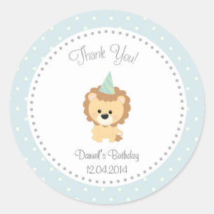 Sticker Rond Chatte d'anniversaire du lion