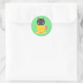 Sticker Rond Chatte mignonne en dessin animé sur la menthe (Sac)