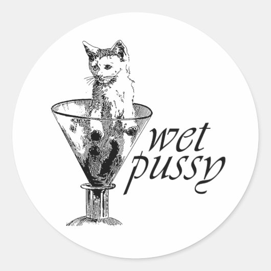 Sticker Rond Chatte Mouillée (Devant)