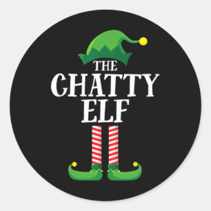 Sticker Rond Chatty Elf Correspondance Famille Groupe Noël Fête