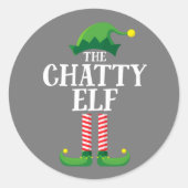 Sticker Rond Chatty Elf Matching Family Group Christmas Party (Devant)