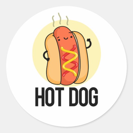 Sticker Rond Chaud Chien Funny Snack Pun (Devant)