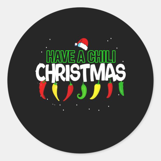 Sticker Rond Chaud Chili Pepper Design de Noël, Unisex (Devant)