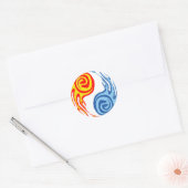 Sticker Rond Chaud et froid - Feu et eau Yin Yang Tattoo (Enveloppe)