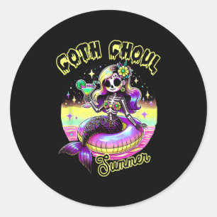 Sticker Rond Chaud Ghoul été drôle Sirène vacances été Haw