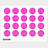Sticker Rond Chaud rose moderne fille Boss (Feuille)