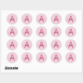 Sticker Rond Chaud rose moderne Script Girl Monogramme Nom (Feuille)