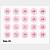 Sticker Rond Chaud rose moderne Script Girl Monogramme Nom (Feuille)