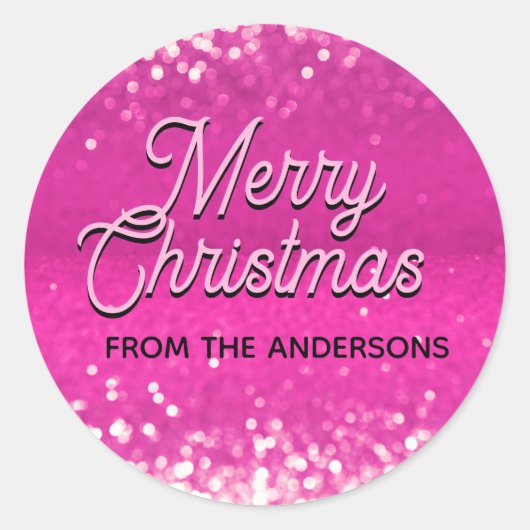 Sticker Rond Chaud Rose Parties scintillant Bokee Texte personn (Devant)