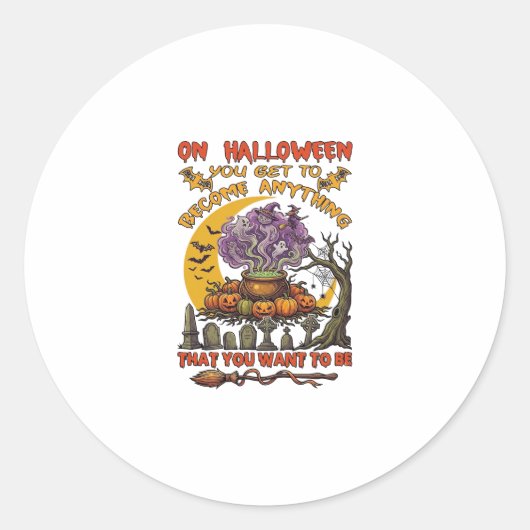 Sticker Rond Chaudière de chat de fantôme de citrouilles Devene (Devant)