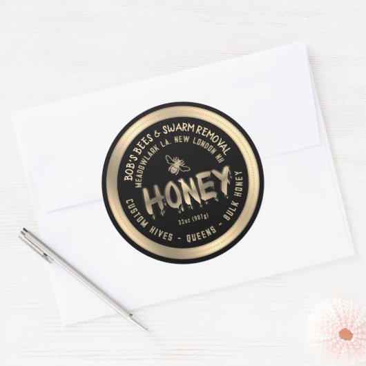 Sticker Rond Chaudrer des ruches personnalisées de miel Enlever (Enveloppe)