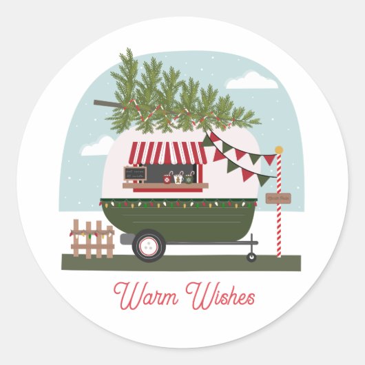 Sticker Rond Chauds Chaud Cocaca Camper Noël (Devant)