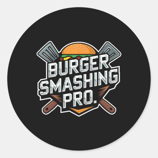 Sticker Rond Chauffage Burger Lover Grillé Cheeseburger Plat To (Devant)