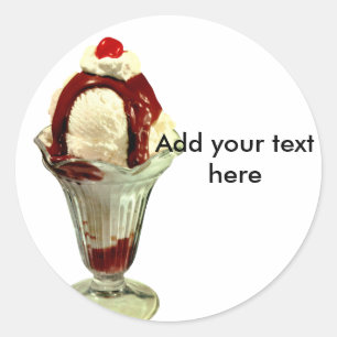 Sticker Rond Chauffage Sundae Retro Ice Crème Balises