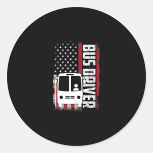 Sticker Rond chauffeur de bus drapeau américain citations amusa