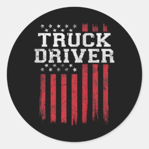 Sticker Rond Chauffeur de camion Drapeau américain Patriot Patr