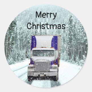 Sticker Rond Chauffeur de camion Noël