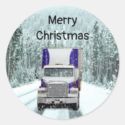Sticker Rond Chauffeur de camion Noël (Devant)