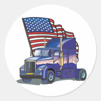 Sticker Rond Chauffeur de camion USA