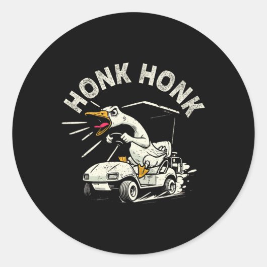 Sticker Rond Chauffeur de golf Silly Goose Honk Funny Golfe (Devant)