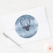 Sticker Rond Chauffeurs de cerfs Silhouette & Snowflakes Blue I (Enveloppe)
