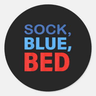 Sticker Rond Chaussette Lit Bleu Citation Drôle Hommes Femmes