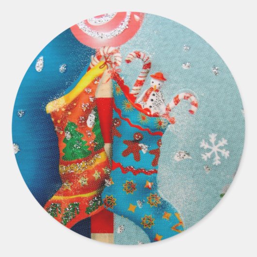 Sticker Rond Chaussettes de Noël (Devant)