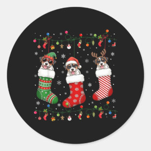 Sticker Rond Chaussettes de Noël pour chien Jack Russell Terrie