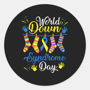 Sticker Rond Chaussettes de sensibilisation de la Journée mondi