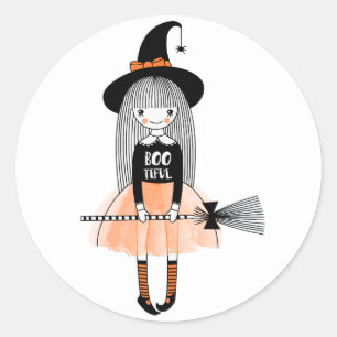 Sticker Rond Chaussettes rayées pour sorcière fille Happy Hallo