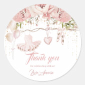 Sticker Rond Chaussure Ballerina danse florale et anniversaire  (Devant)