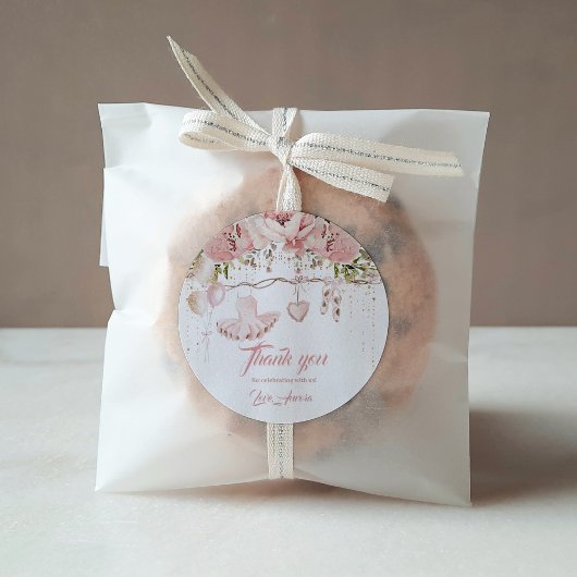 Sticker Rond Chaussure Ballerina danse florale et anniversaire 