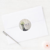 Sticker Rond Chaussure de campagne rustique avec douche de mari (Enveloppe)