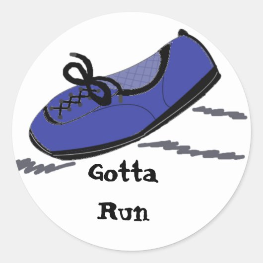 Sticker Rond Chaussure de course bleue - Faut que je coure (Devant)