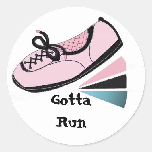 Sticker Rond Chaussure de course rose - Faut courir (Devant)