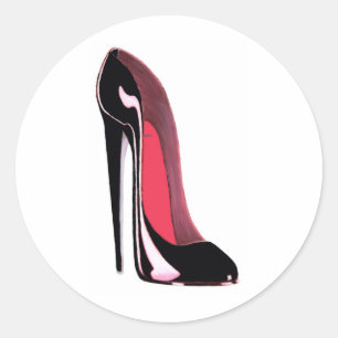Sticker Rond Chaussure de Stiletto Noir