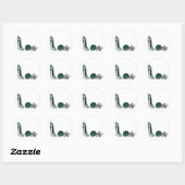 Sticker Rond Chaussure de stiletto vert et art rose (Feuille)
