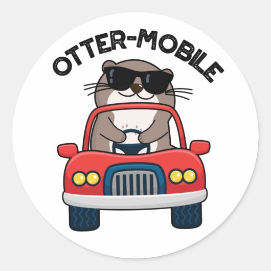 Sticker Rond Chaussure de voiture animal drôle Otter-mobile (Devant)