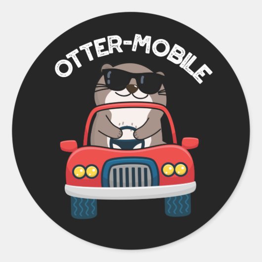 Sticker Rond Chaussure de voiture animal drôle Otter-mobile (Devant)