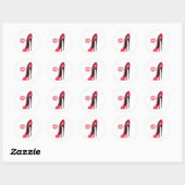 Sticker Rond Chaussure et baiser Red Stiletto (Feuille)
