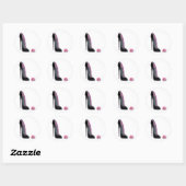 Sticker Rond Chaussure et Rose Black Stiletto (Feuille)