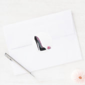Sticker Rond Chaussure et Rose Black Stiletto (Enveloppe)
