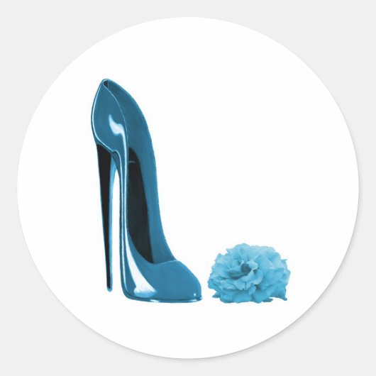 Sticker Rond Chaussure et Rose Periwinkle Blue Stiletto (Devant)