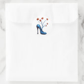 Sticker Rond Chaussure Haut Talon Et Bouquet De Fleurs (Sac)