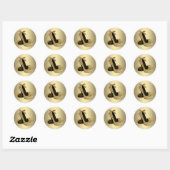 Sticker Rond Chaussure haute talon en or noir (Feuille)