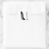 Sticker Rond Chaussure Stiletto Noir et verre Champagne (Sac)