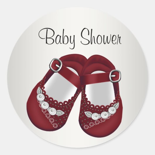 Sticker Rond Chaussures Bébé Rouge Blanc Bébé Girl Douche Stick (Devant)