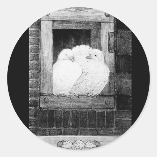 Sticker Rond CHAUSSURES BLANCHES À LA FENÊTRE noir et blanc (Devant)