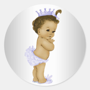 Sticker Rond Chaussures de Baby shower violet Vintages
